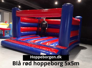 Blø rød stribet hoppeborg - Hoppeborgen.dk
